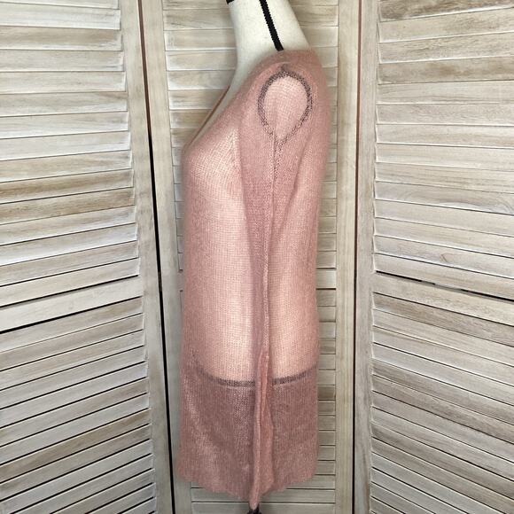 Anthropologie Charlie & Robin Savusavu Pink Mohair V Neck Tunic Sweater M - Picture 3 of 8
